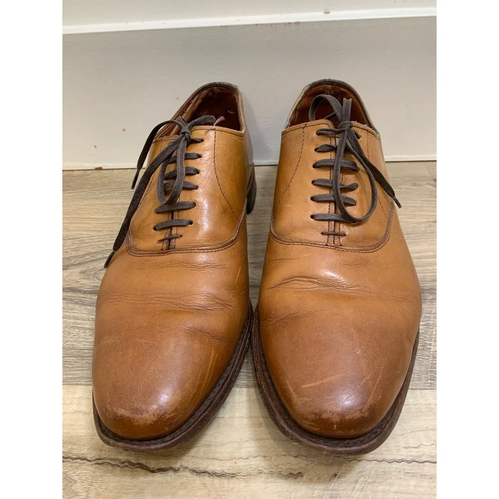 Allen Edmonds 8832 Plain Toe Blucher 11.5D Tan Leather Quiet Luxury Classic Mens